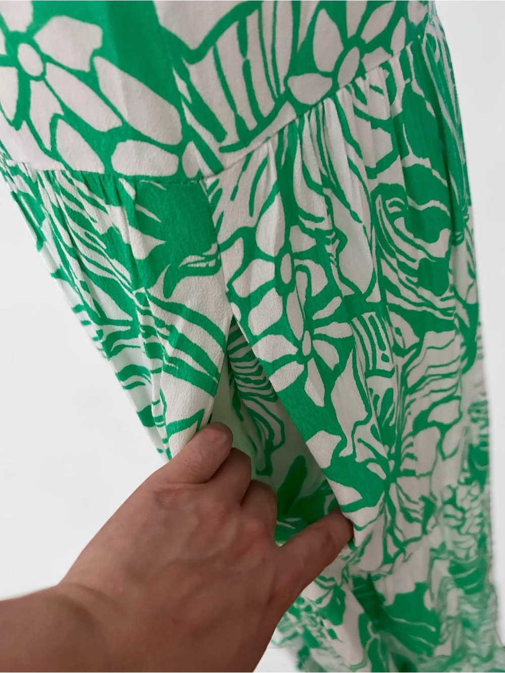Lilly Pulitzer Green White Tropical Floral Tiered Maxi Dress Sz Small Resort - Picture 11 of 11